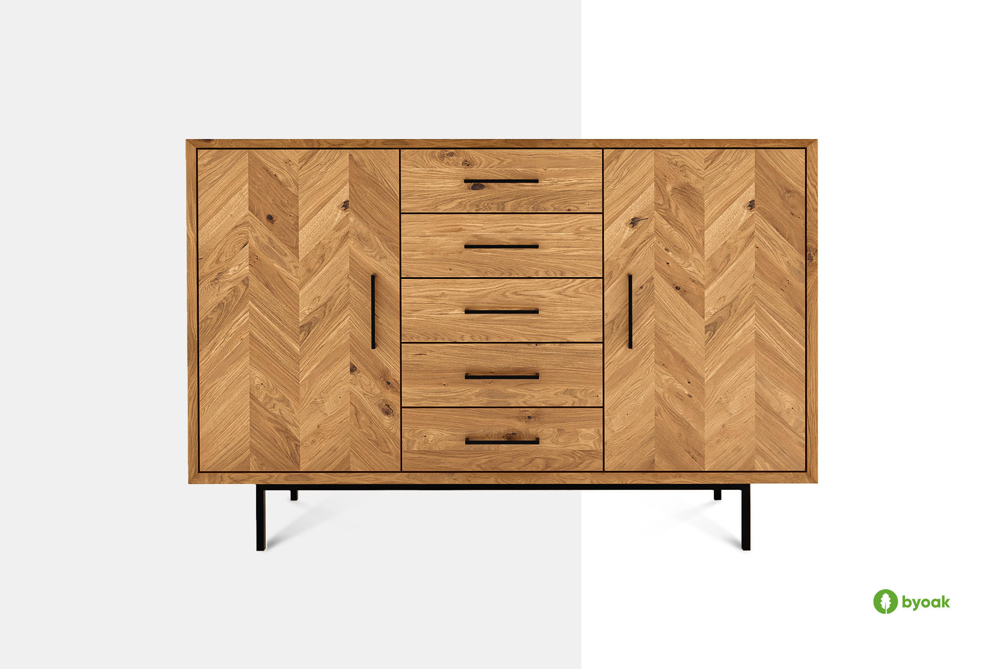KOMMODE BREIT LEON Kernbuche - Kernbuche, Holz (144/95/45cm) - byoak