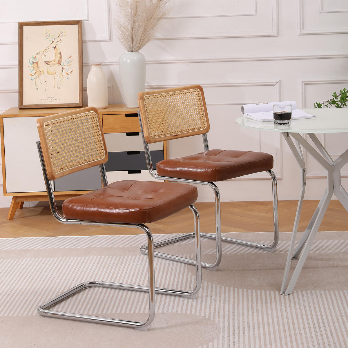 ESSZIMMERSTUHL 2er-Set mit Rattanlehne, Braun - Braun, Kunststoff (50/85/61cm)