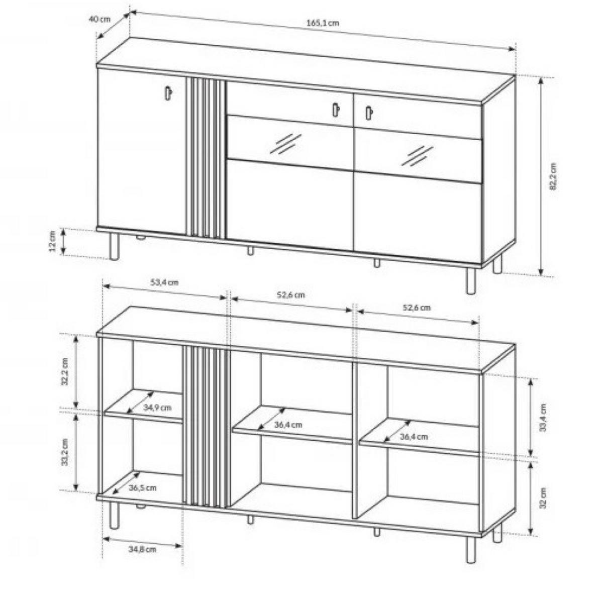 SIDEBOARD Weiß MANDI E Mit LED-Beleuchtung - Multicolor, Holzwerkstoff (165.1/82.2/40cm) - Sepro Meble