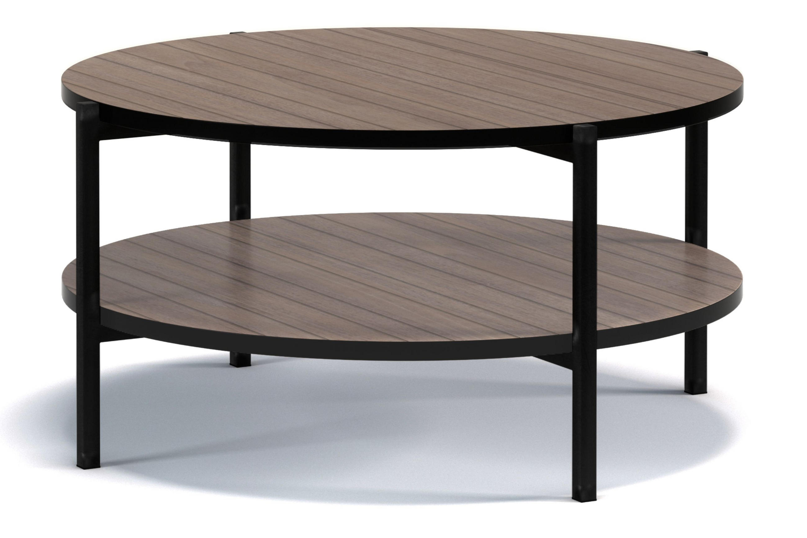 COUCHTISCH GERIS mit Ablageboden, Spanplatte, dunkebraun - Dunkelbraun/Schwarz, Holz/Metall (85/85/43cm) - KONSIMO®