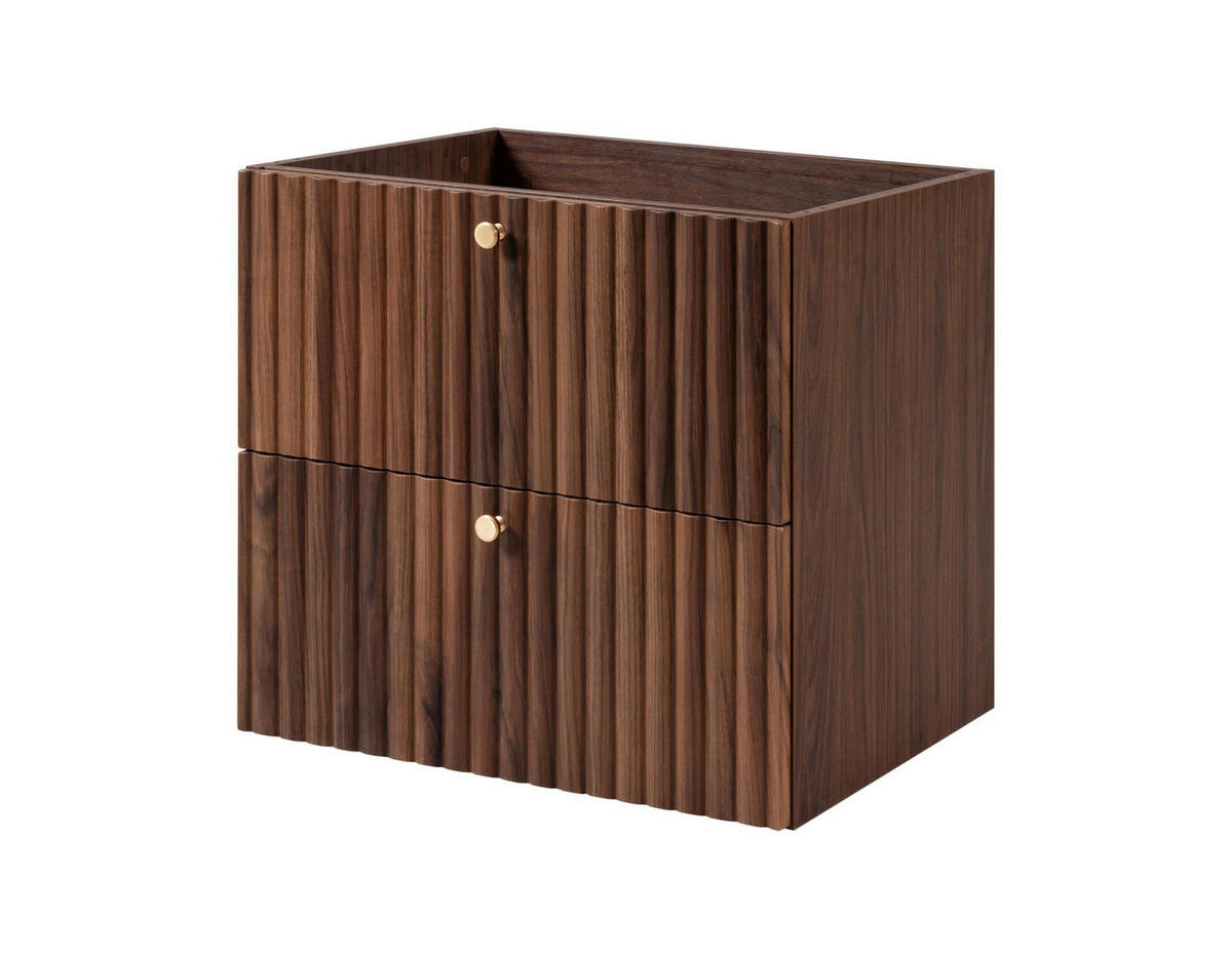 WASCHBECKENUNTERSCHRANK BELLO geriffelt Walnuss 60/57/46 cm - Walnussfarben, Holzwerkstoff/Metall (60.2/57/46cm) - Rodan