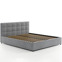 POLSTERBETT 140×200 mit Bettkasten und Lattenrost Mira HLR-22 Grau Velours - Grau, Holz (140/200cm) - Jana