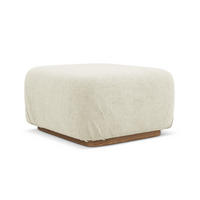 POUF Bouclé Stoff Weiß - Weiß/Braun, Holz/Textil (83/95/41cm) - Makamii