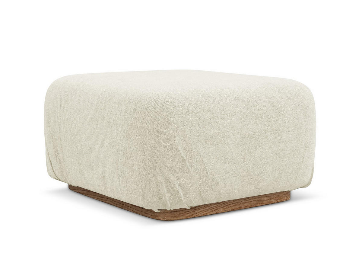 POUF Bouclé Stoff Weiß - Weiß/Braun, Holz/Textil (83/95/41cm) - Makamii