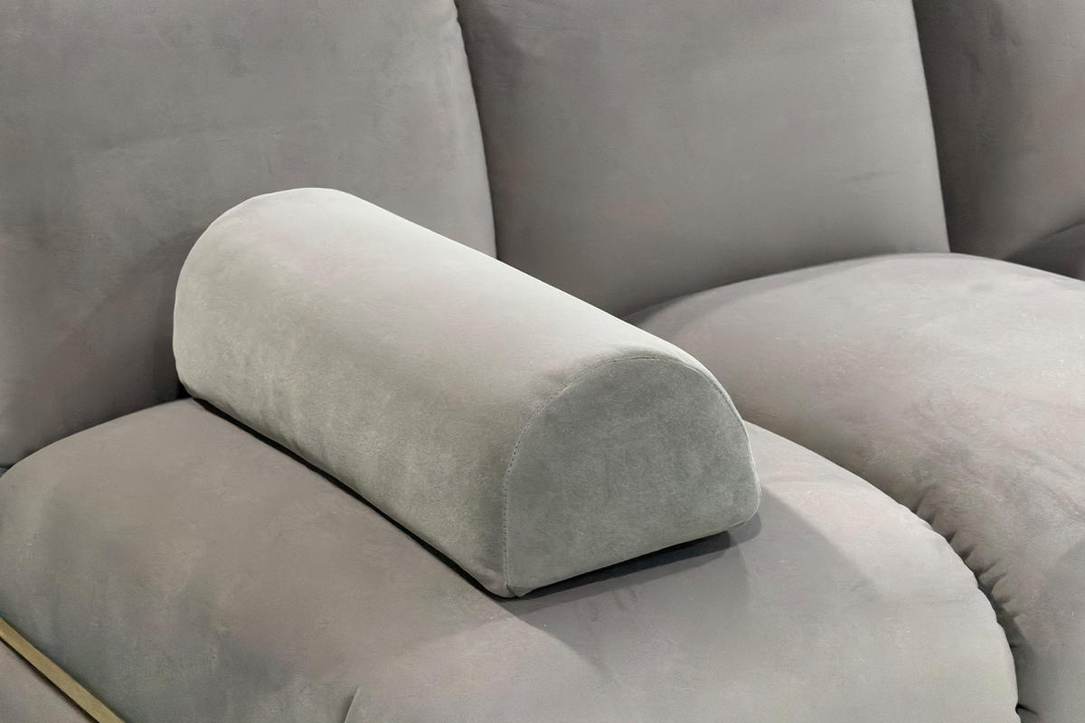 MODULSOFA LAYLA Taupe Velvet - Taupe/Schwarz, Buchenholz/Textil (305/213cm) - KAWOLA