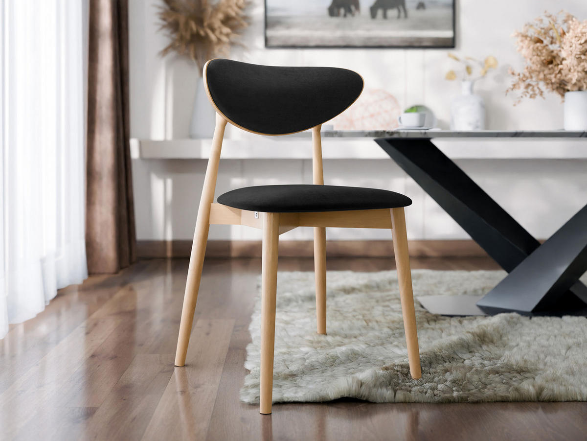 WOHNZIMMER STUHL KT65/C, Holzfarbe: Buche - Buchefarben/Schwarz, Holz/Textil (48/80/49cm) - MIRJAN24