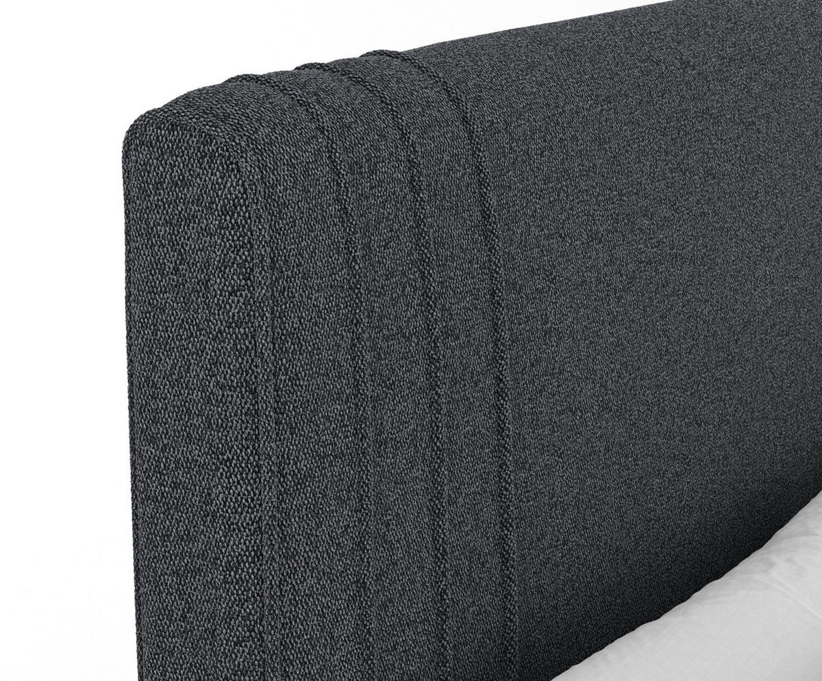 BOXSPRINGBETT Casone Schwarz 140/200 cm mit Latex-Topper - Silberfarben/Schwarz, Holz/Holzwerkstoff (140/200cm) - Maison de Reve
