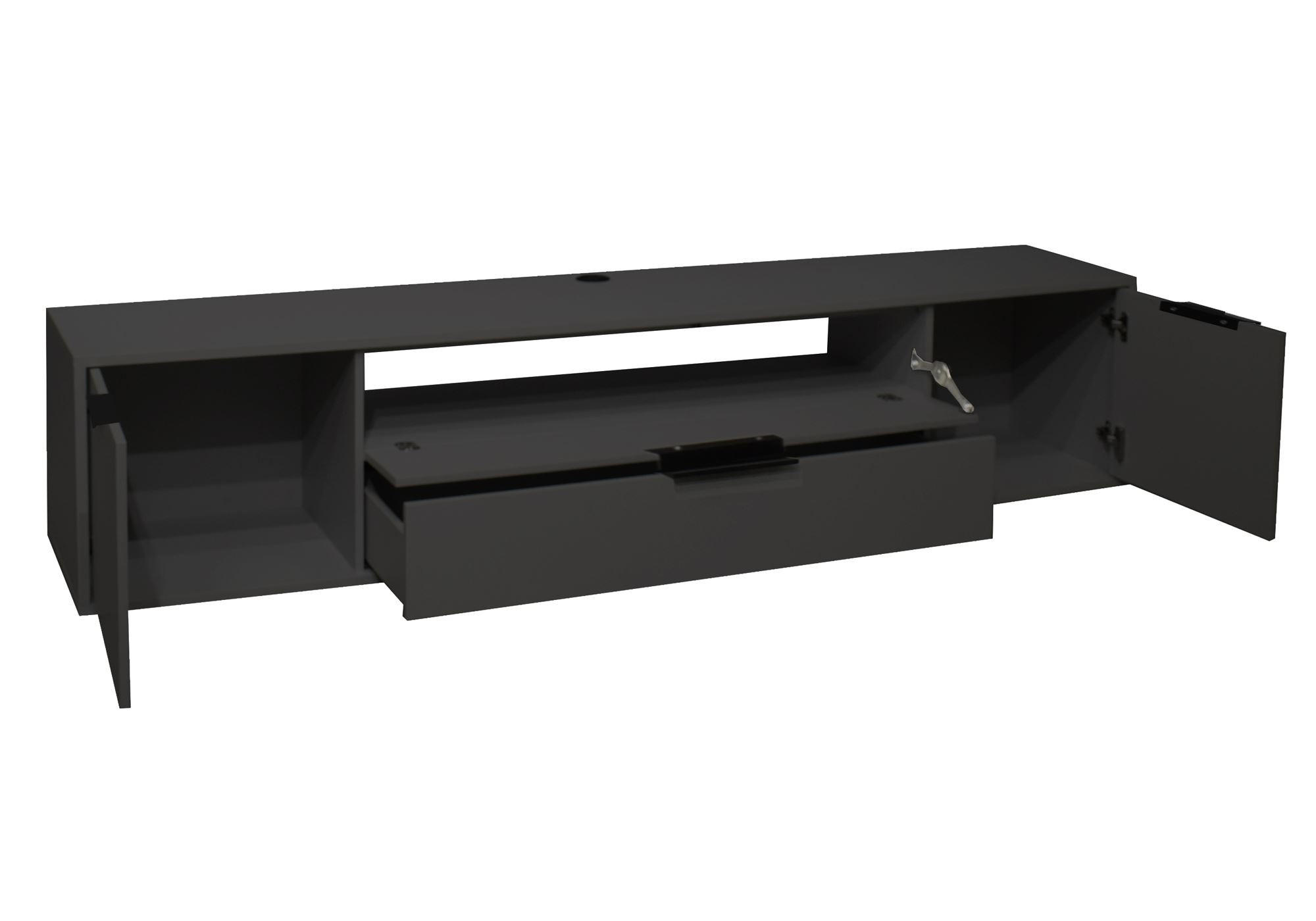 LOWBOARD Erna 216x45x47 Anthrazit matt Lack - Anthrazit, Holzwerkstoff (216/47/45cm) - 58aufmkessel