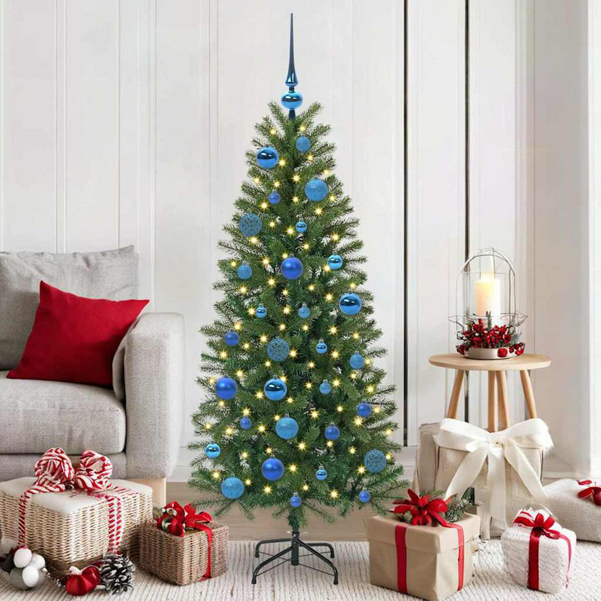 WEIHNACHTSKUGELSET 61 -teilig Blau Kunststoff - Blau, Kunststoff (6/27/6cm) - vidaXL