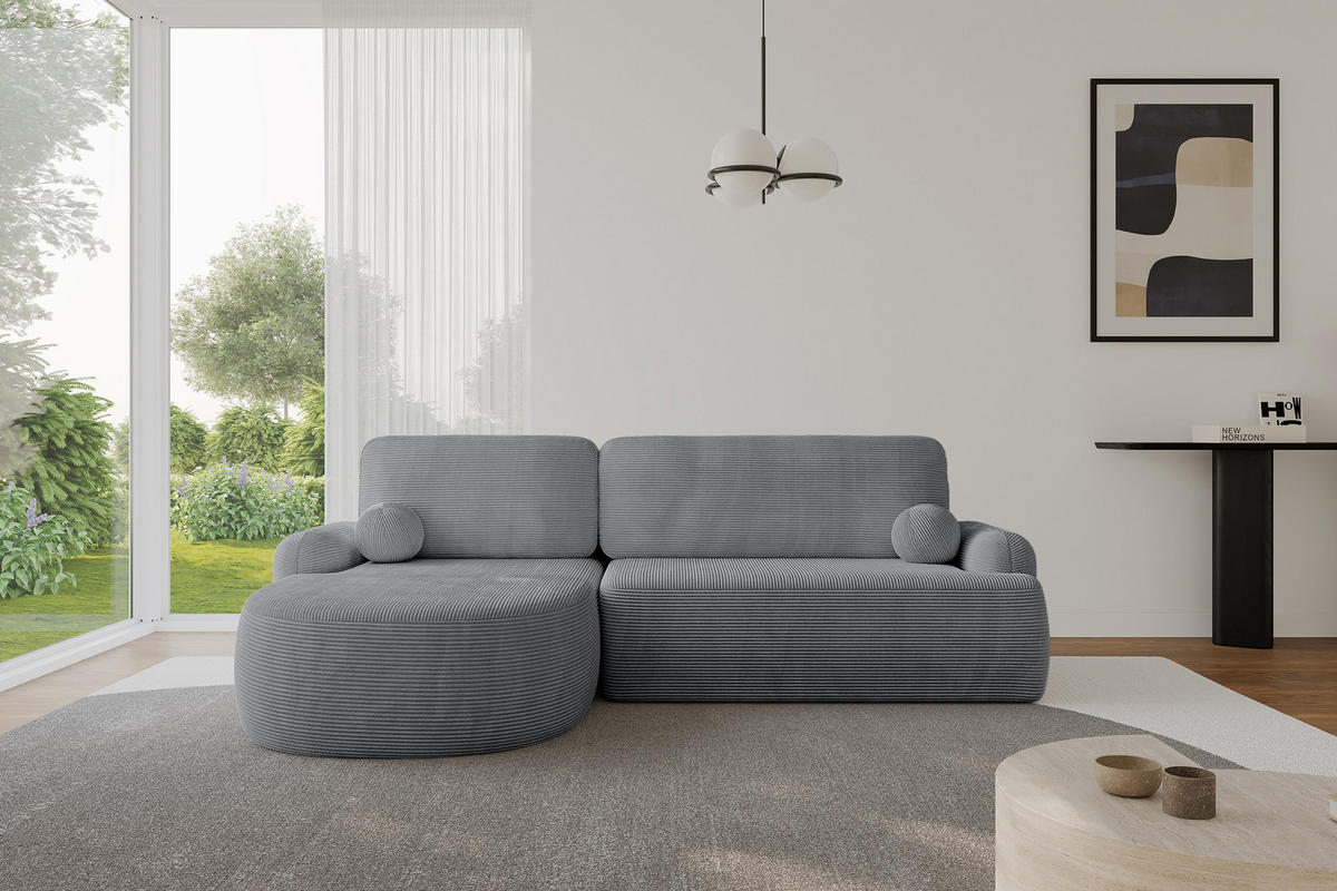 ECKSOFA mit Schlaffunktion und Bettkasten LIRA-L - 264x172x89 Dunkelgrau - Dunkelgrau, Holzwerkstoff/Textil (264/172cm) - ALTDECOR