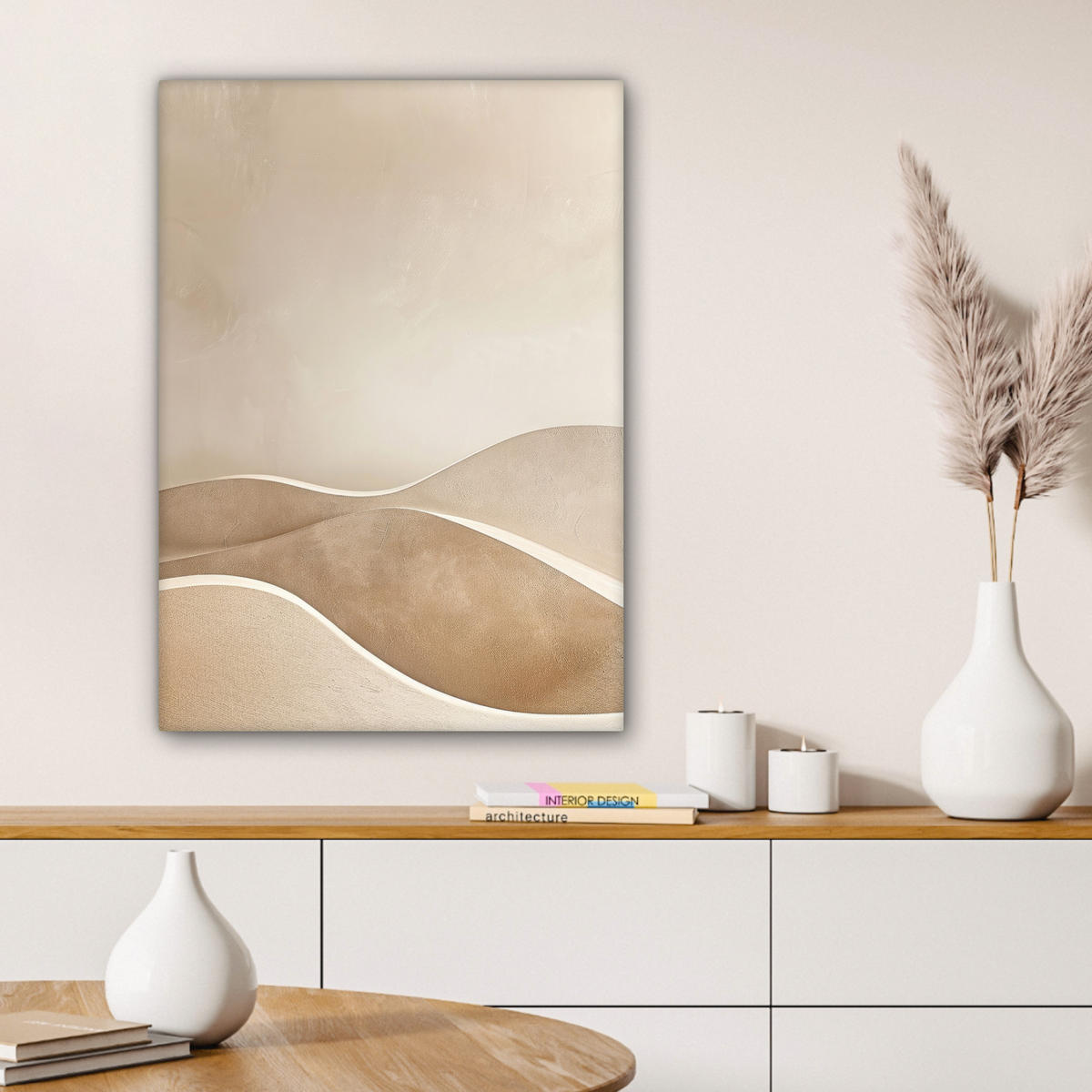 LEINWANDBILD Beige - Natur - Abstrakt - Modern Wandbild Wohnzimmer 60x80 cm - Beige, Textil (60/80cm) - MuchoWow