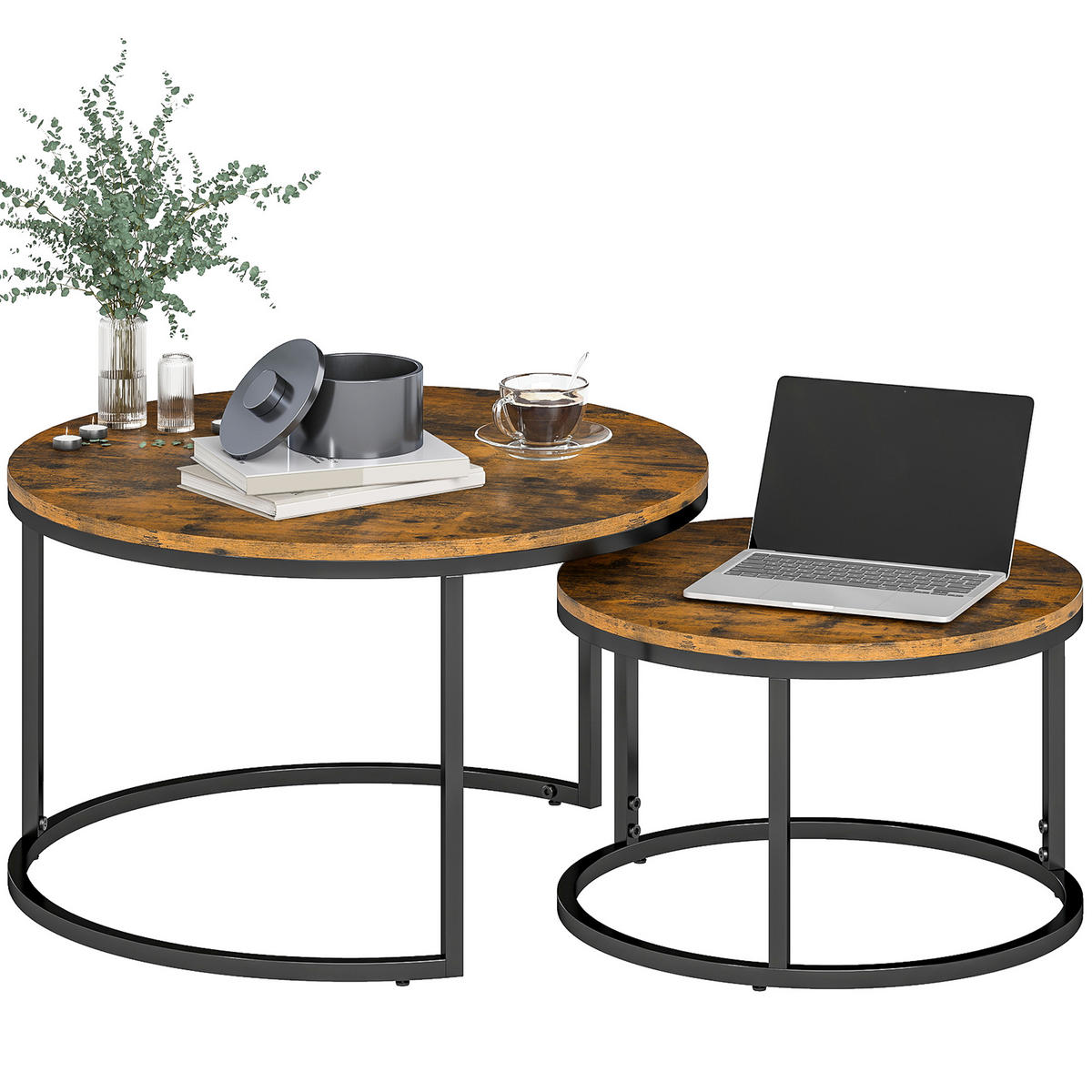 COUCHTISCH DE-15795 nestbar Rostbraun - Braun, Metall (78.5/78.5/46.5cm) - ComfortXL