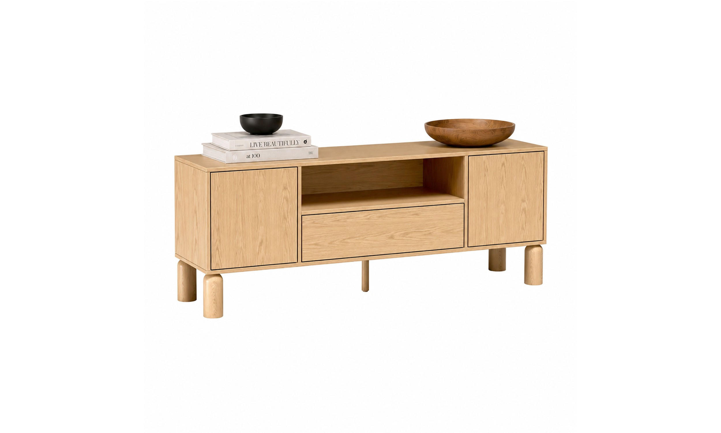 TV-SCHRANK LINDEN 160/40,6/61,6 cm mit Schublade Eiche Bookmatch - Eichefarben, Eichenholz/Holzwerkstoff (160/61.6/40.6cm) - Lookway