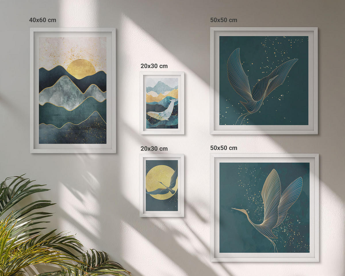 WANDBILDER 5er-Set - 50x50 cm & 20x30 cm & 40x60 cm Weißer Rahmen - Familie, Liebe, Wärme, Zuhause - Weiß, Kunststoff (40/60cm) - ArtPrintCave