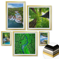 WANDBILDER 5er Set - 50x50 cm & 20x30 cm & 40x60 cm Goldrahmen - Strandwellen, Himmelsbrücke, Spaziergang - Goldfarben, Kunststoff (40/60cm) - ArtPrintCave
