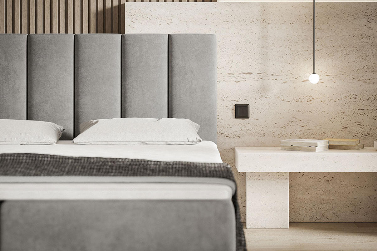 BOXSPRINGBETT 140x200 Foro, Samt, Matratze und Bettkasten, Hellgrau - Hellgrau, Holz/Textil (140/200cm) - Emporius