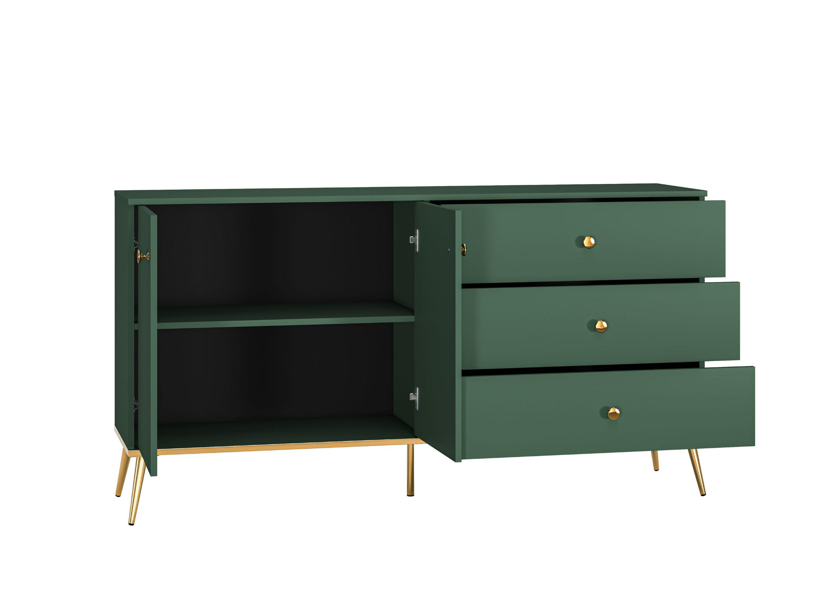 SIDEBOARD Forest dunkelgrün / gold 160 / 40 / 85cm - Dunkelgrün/Grün, Holz/Holzwerkstoff (160/85/40cm) - Feldmann-Wohnen