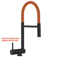 VORFENSTER-KÜCHENARMATUR, Umklappbar 6 CM, Schwarz Matt und Orange, 2-Strahl-Brause, LINKER HEBEL - Orange, Metall (21.3/48.2/21.3cm) - VIZIO