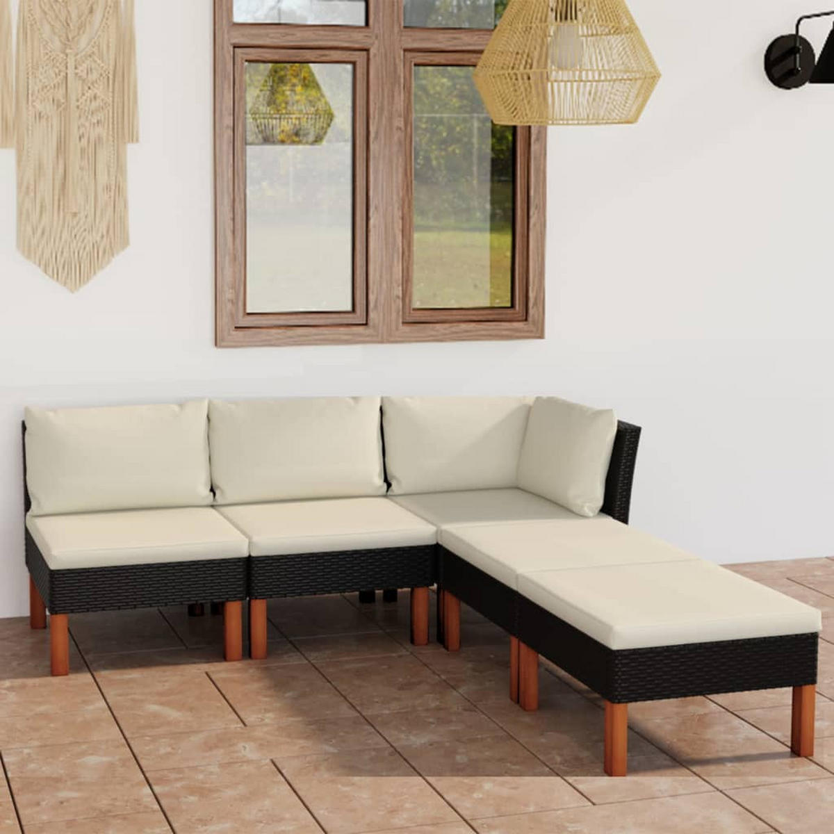 GARTENSET Yearington 5-teilig - Schwarz, Metall - Nettlife
