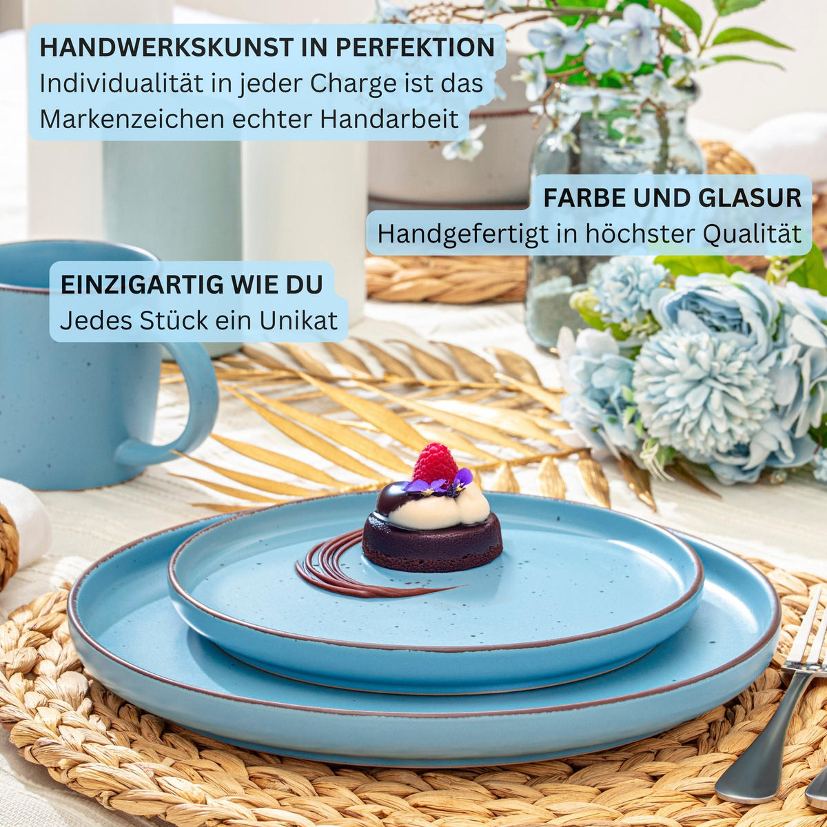 TAFELSERVICE BOMBAY SAPHIR - 12 teilig aus Steingut - Blau, Stein (27/6.5/27cm) - Sänger