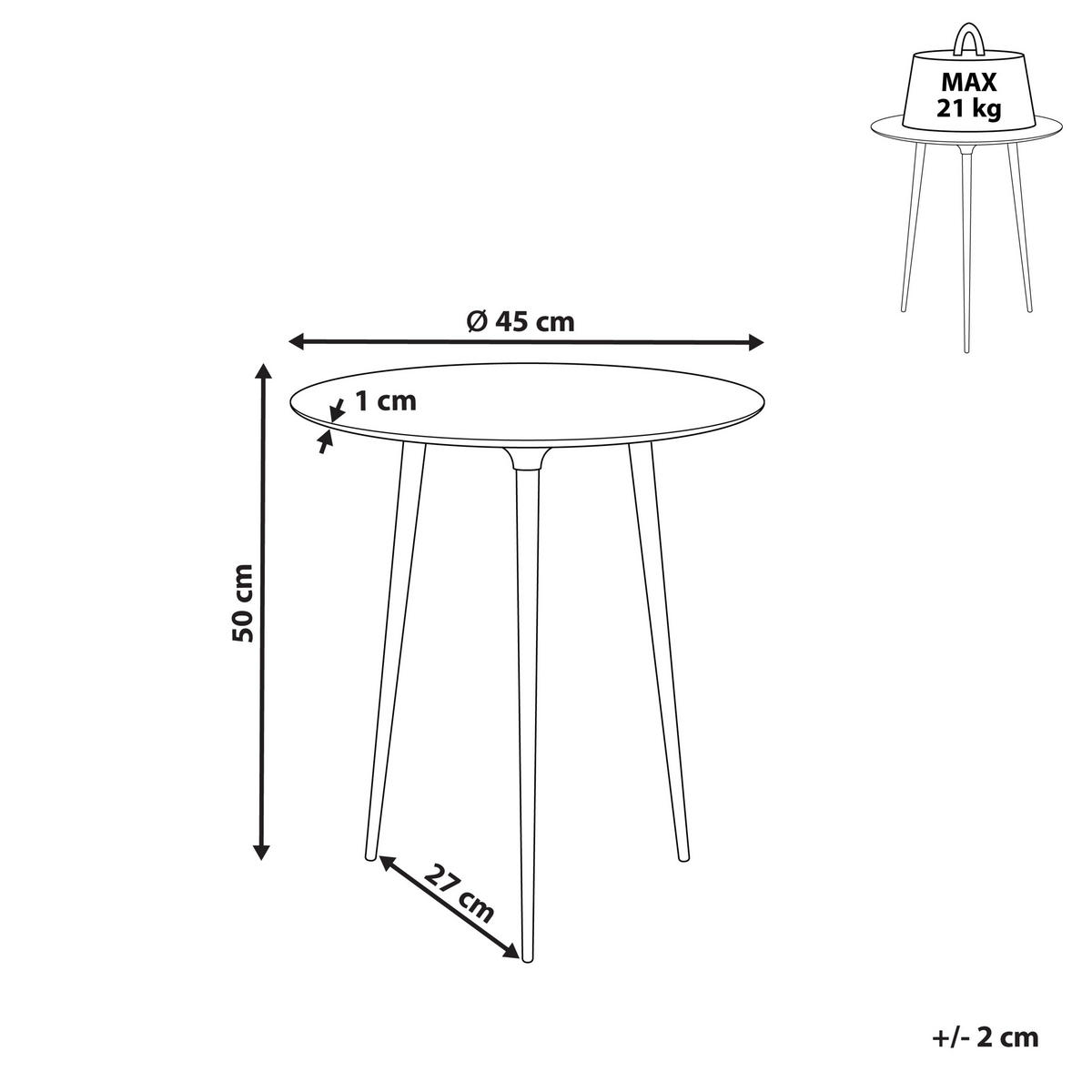 BEISTELLTISCH gold/schwarz rund 45 cm Waipu - Goldfarben/Schwarz, Metall (45/45/50cm) - Beliani