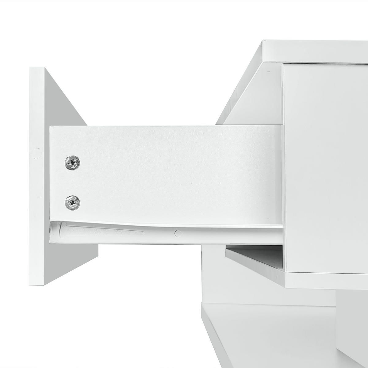 COUCHTISCH 105/55/32,5 cm hochglänzend weiß mit Glasplatte und LED-Beleuchtung - Weiß, Holzwerkstoff (105/55/32.5cm) - OKWISH