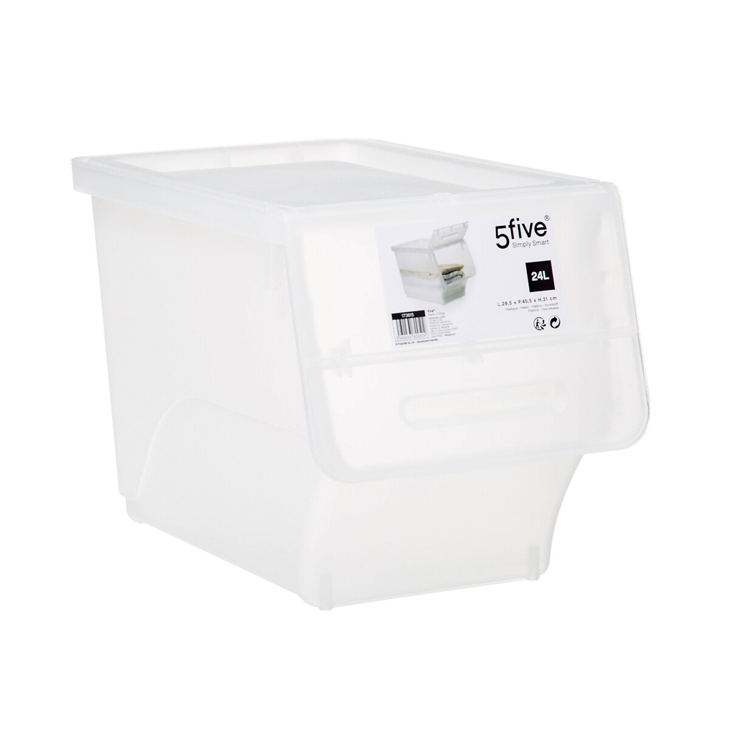 AUFBEWAHRUNGSBOX mit Frontöffnung, PP-Kunststoff, Transparent, 24 L - Transparent, Kunststoff (28.5/31/43.5cm) - 5five Simply Smart