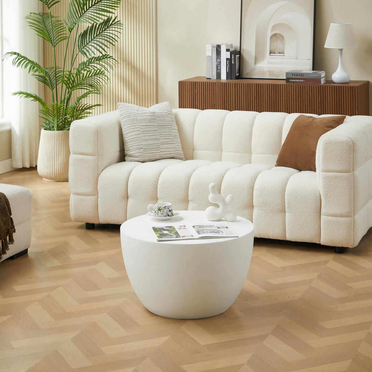 COUCHTISCH Rund Weiß 64 x 64 x 38 cm - Weiß, Metall (64/64/38.5cm) - Nordlys