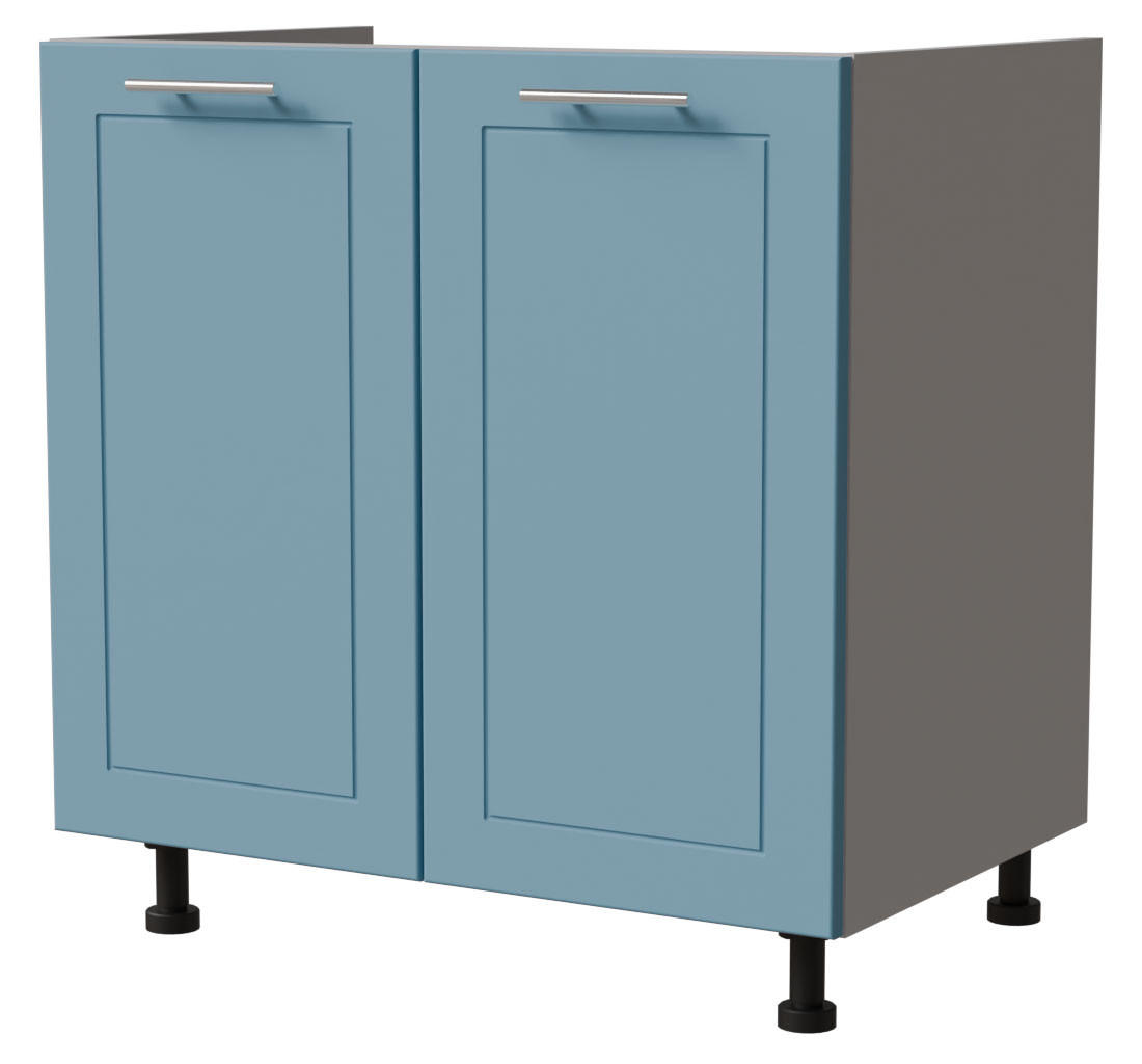 SPÜLENUNTERSCHRANK Bari D8Z/80 Grau / RAL 5024 pastellblau 80 / 50 / 82cm - Blau/Grau, Holz/Holzwerkstoff (80/82/50cm) - Feldmann-Wohnen