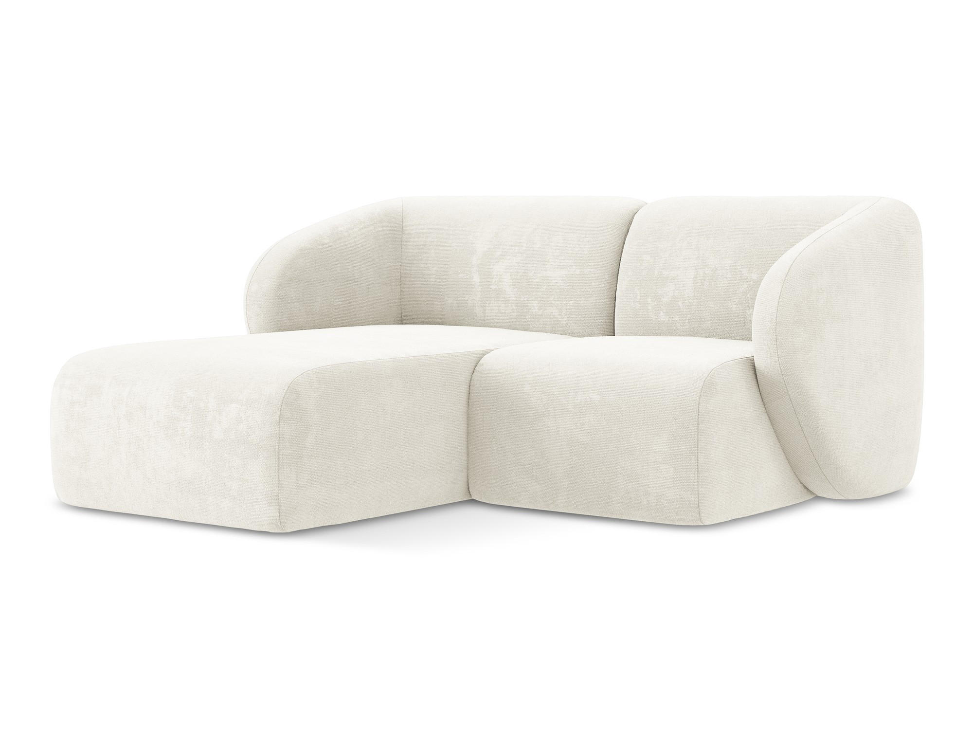 ECKSOFA Links Chenille Stoff Weiß - Schwarz/Weiß, Holzwerkstoff/Kunststoff (178/166cm) - Makamii