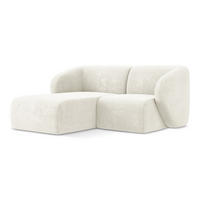 ECKSOFA Links Chenille Stoff Weiß - Schwarz/Weiß, Holzwerkstoff/Kunststoff (178/166cm) - Makamii