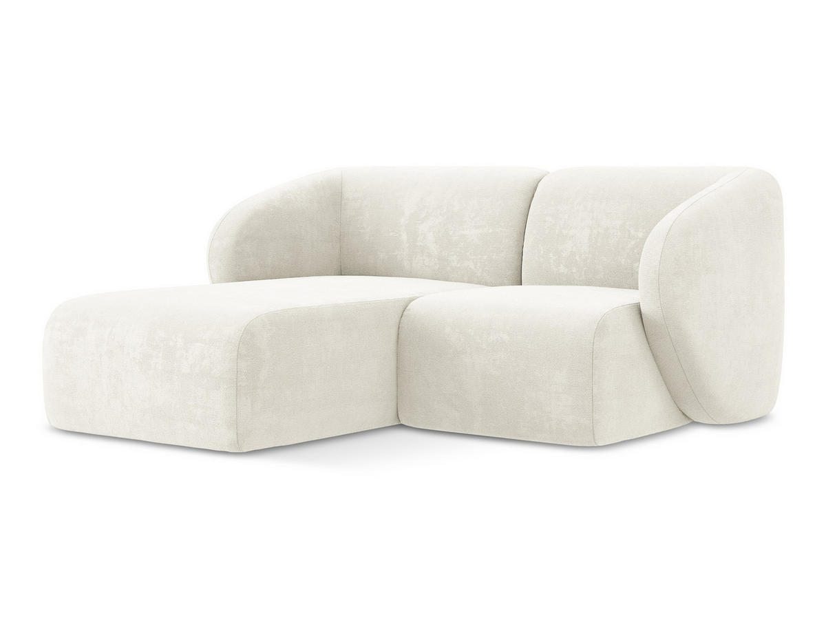 ECKSOFA Links Chenille Stoff Weiß - Schwarz/Weiß, Holzwerkstoff/Kunststoff (178/166cm) - Makamii