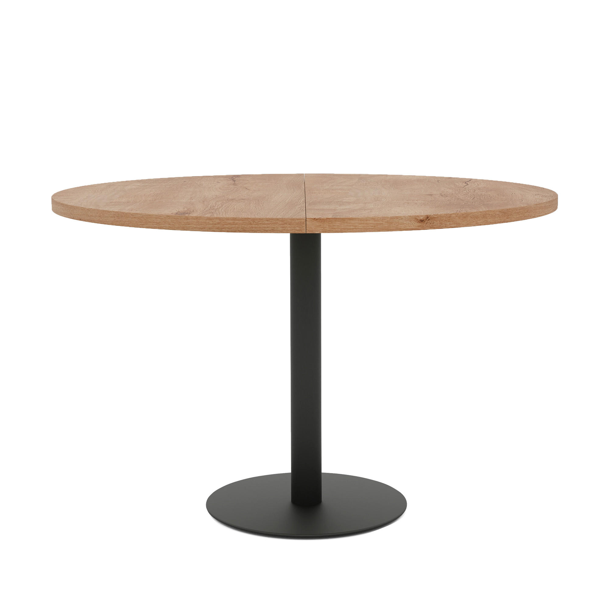 TISCH einbeinig schwarzes Bein, MDF Tischplatte, Lefkas Eiche - Schwarz/Braun, Holzwerkstoff (100/100/76cm) - Idohome