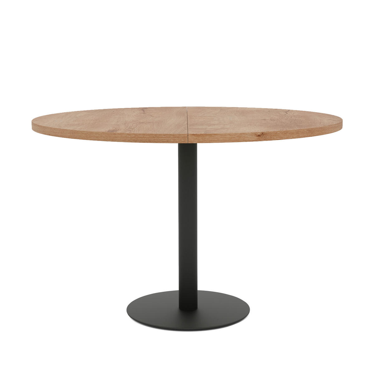 TISCH einbeinig schwarzes Bein, MDF Tischplatte, Lefkas Eiche - Schwarz/Braun, Holzwerkstoff (100/100/76cm) - Idohome
