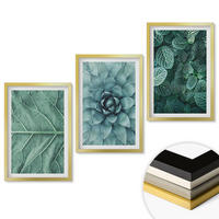 WANDBILDER 3er Set - 40x60 cm Goldrahmen - Nahaufnahme von Pflanzenblättern - Goldfarben, Kunststoff (40/60cm) - ArtPrintCave