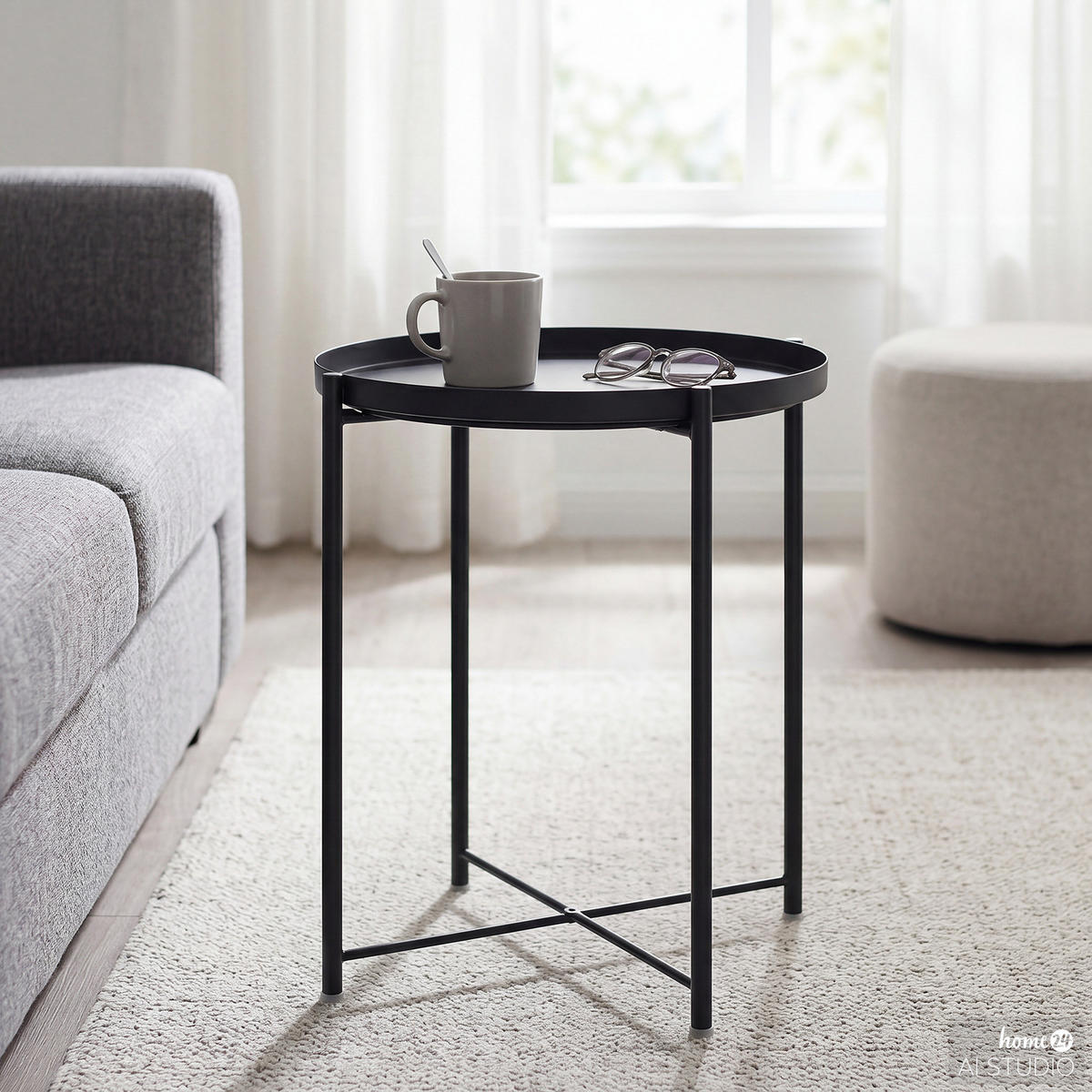 BEISTELLTISCH - Metall - Schwarz, Kunststoff/Metall (45/45/53cm) - home24