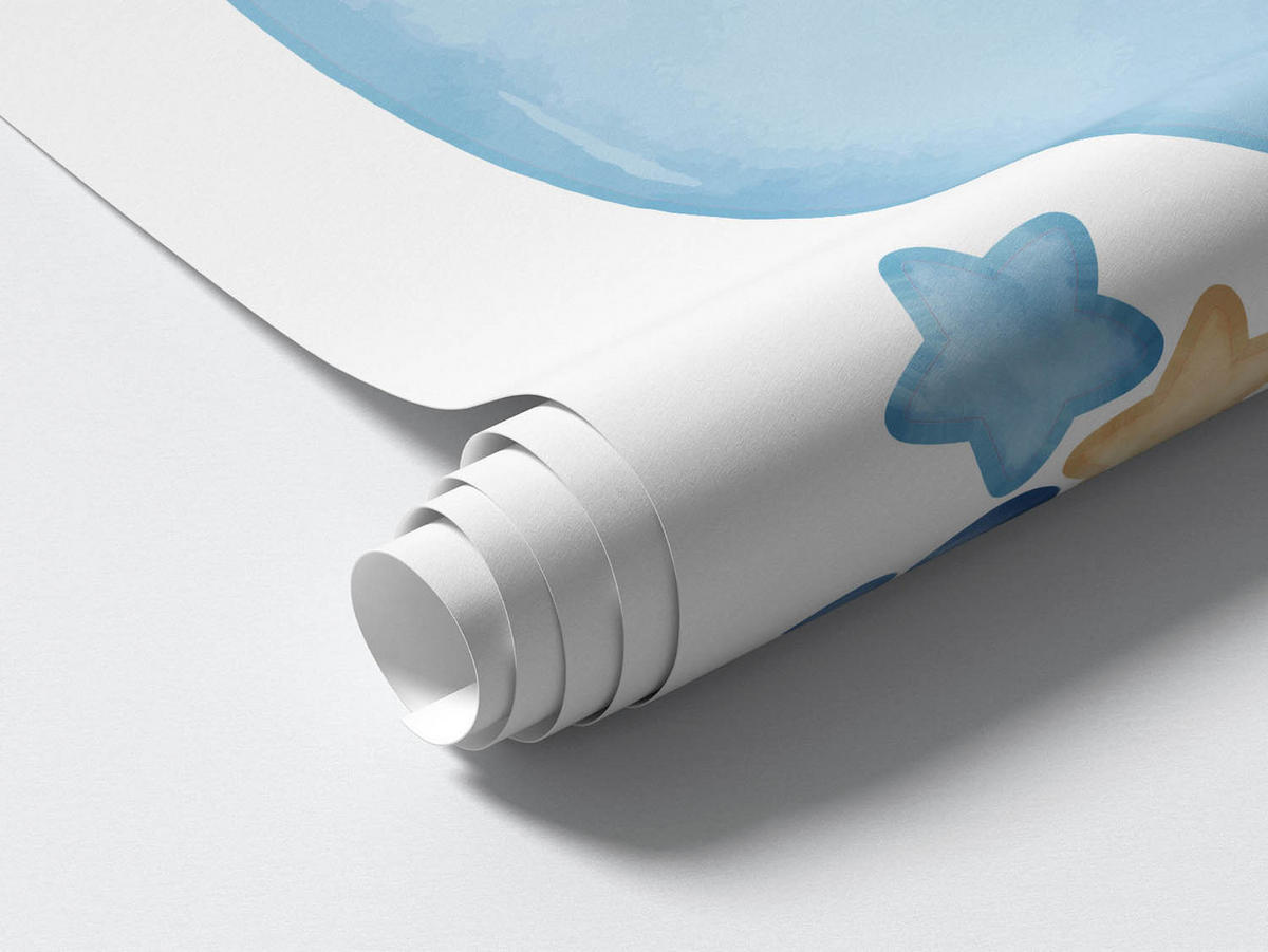 AUFKLEBER 80x122 cm Bär Ballon - Blau, Kunststoff (80/122/0.1cm) - TULUP