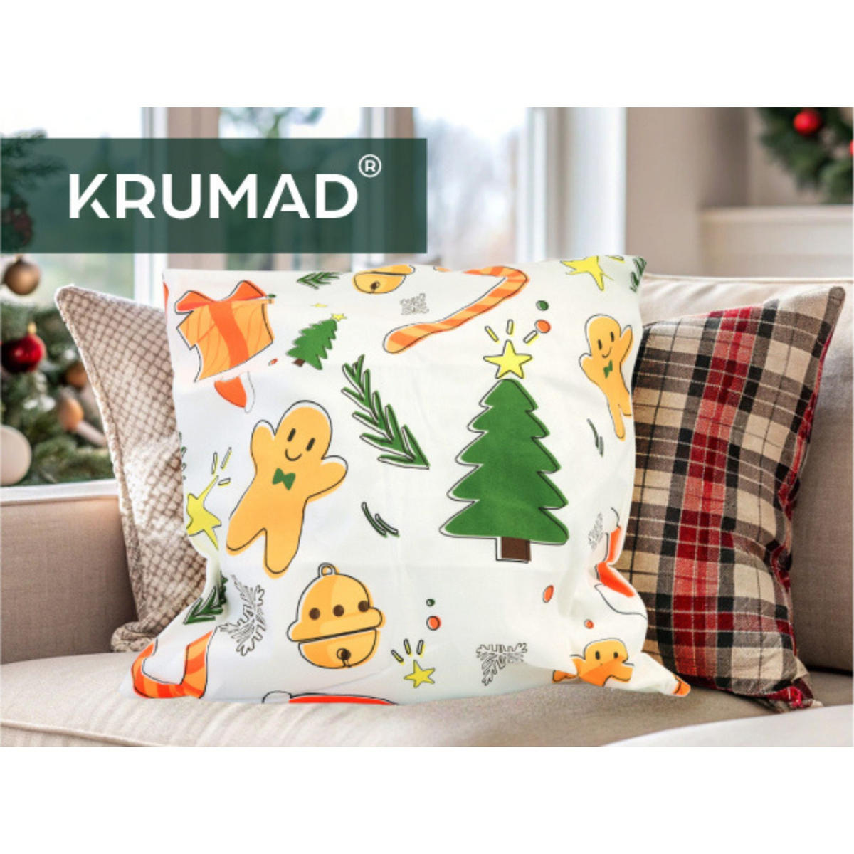 KISSENBEZUG Weihnachts Dekokissenbezug 44x44cm - Weiß, Textil (45/45cm) - KRUMAD