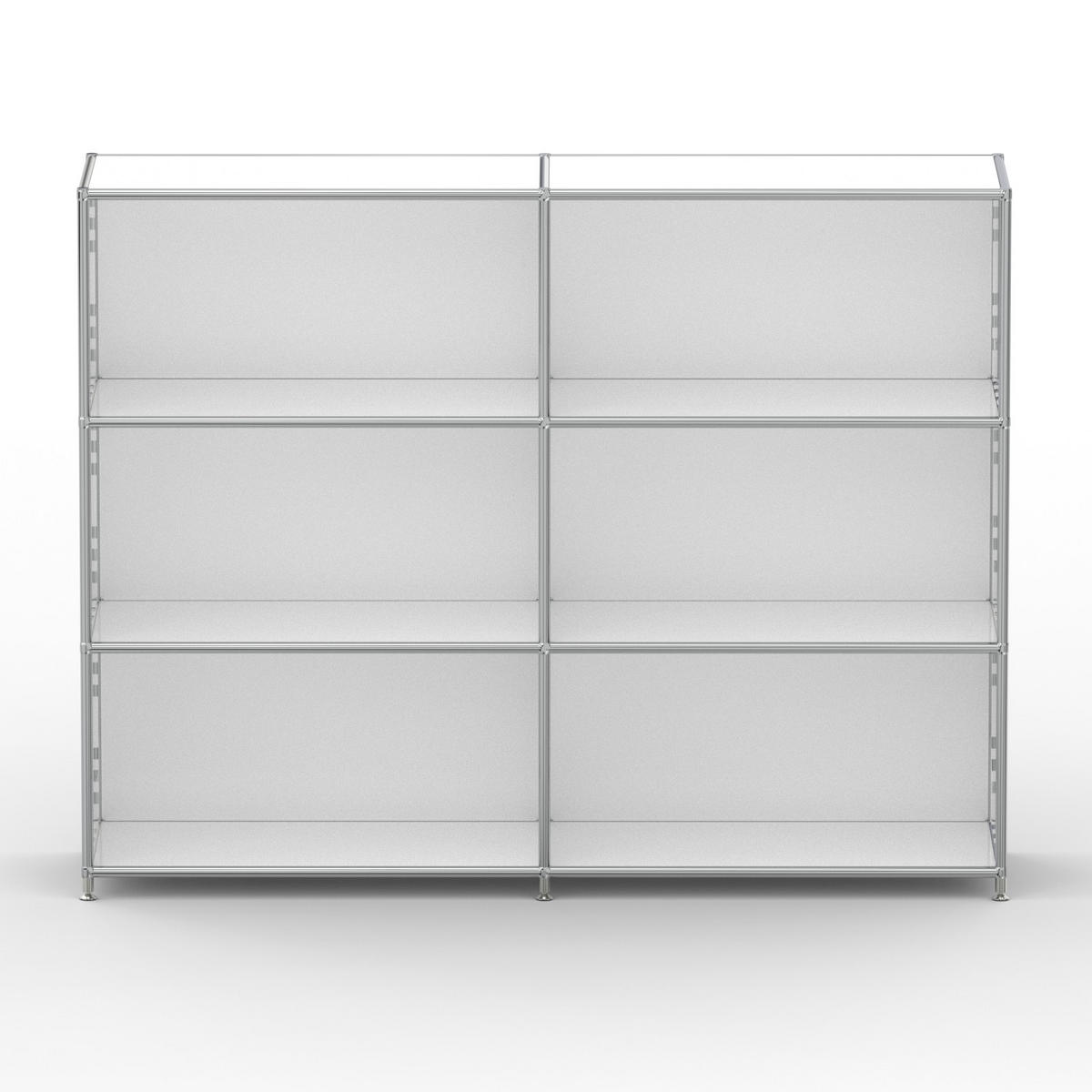 AKTENSCHRANK Büro, 6 offene Fächer, Breite 152 cm, Signalweiß - Chromfarben/Weiß, Metall (40/118/152.2cm) - Versee