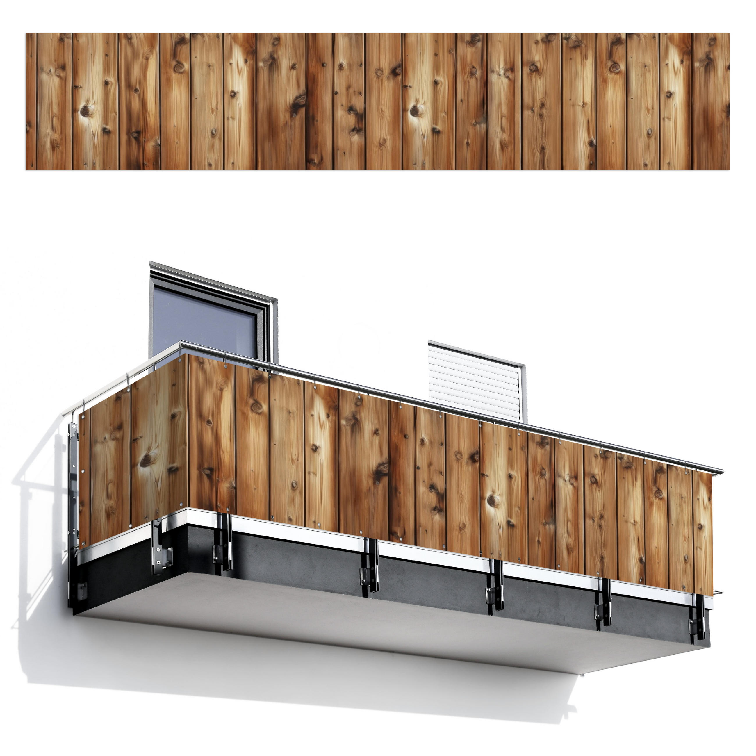 BALKON-SICHTSCHUTZ Holz - Regale - Braun - Buchefarben, Kunststoff (500/100cm) - MuchoWow