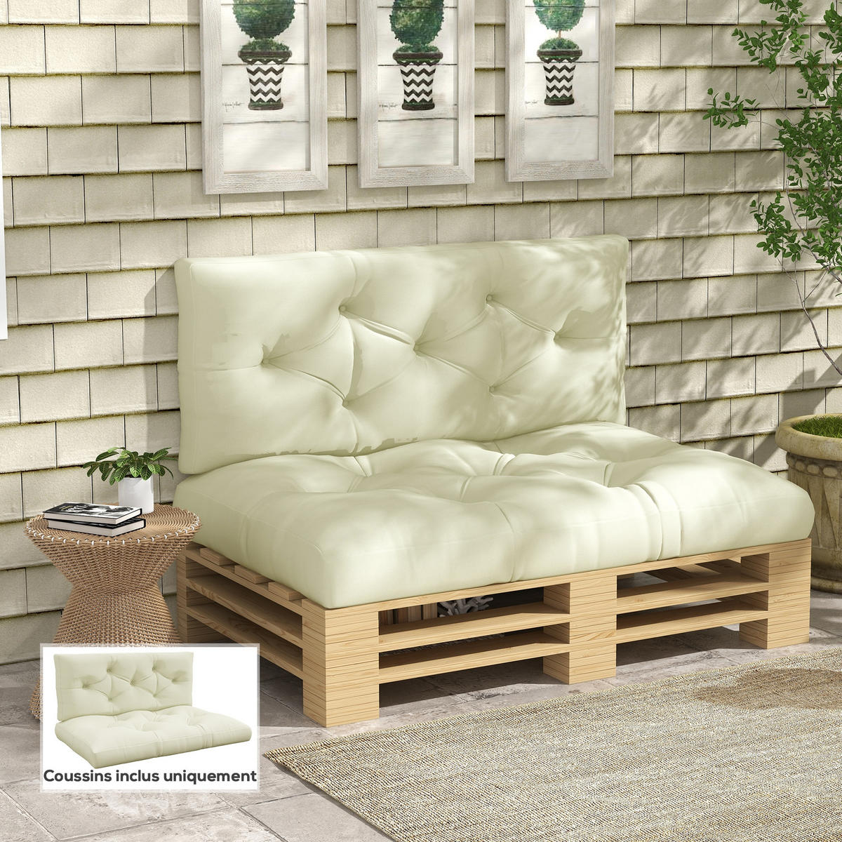 SESSELAUFLAGEN Creme 1 Stück - Beige, Kunststoff (80/12/120cm) - GiPP