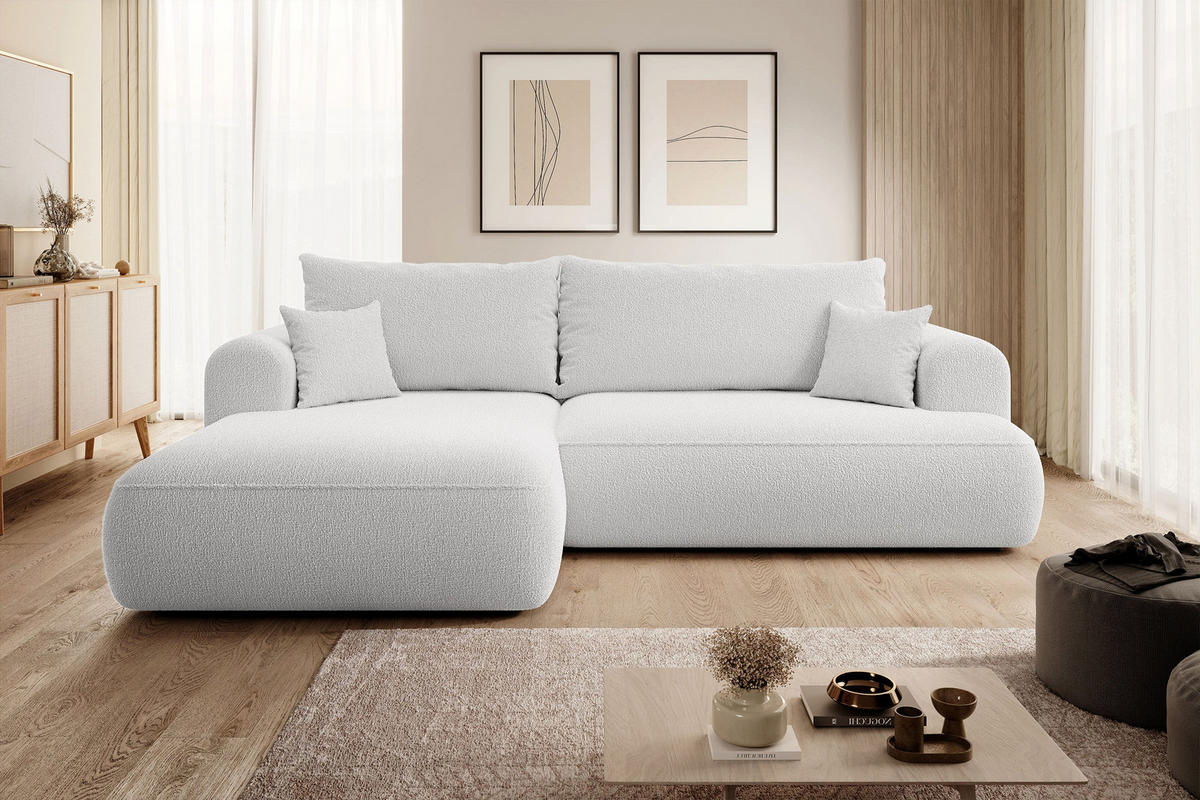 ECKSOFA Ovo Grau Boucle - Schwarz/Grau, Kunststoff/Textil (260/165cm) - Selsey