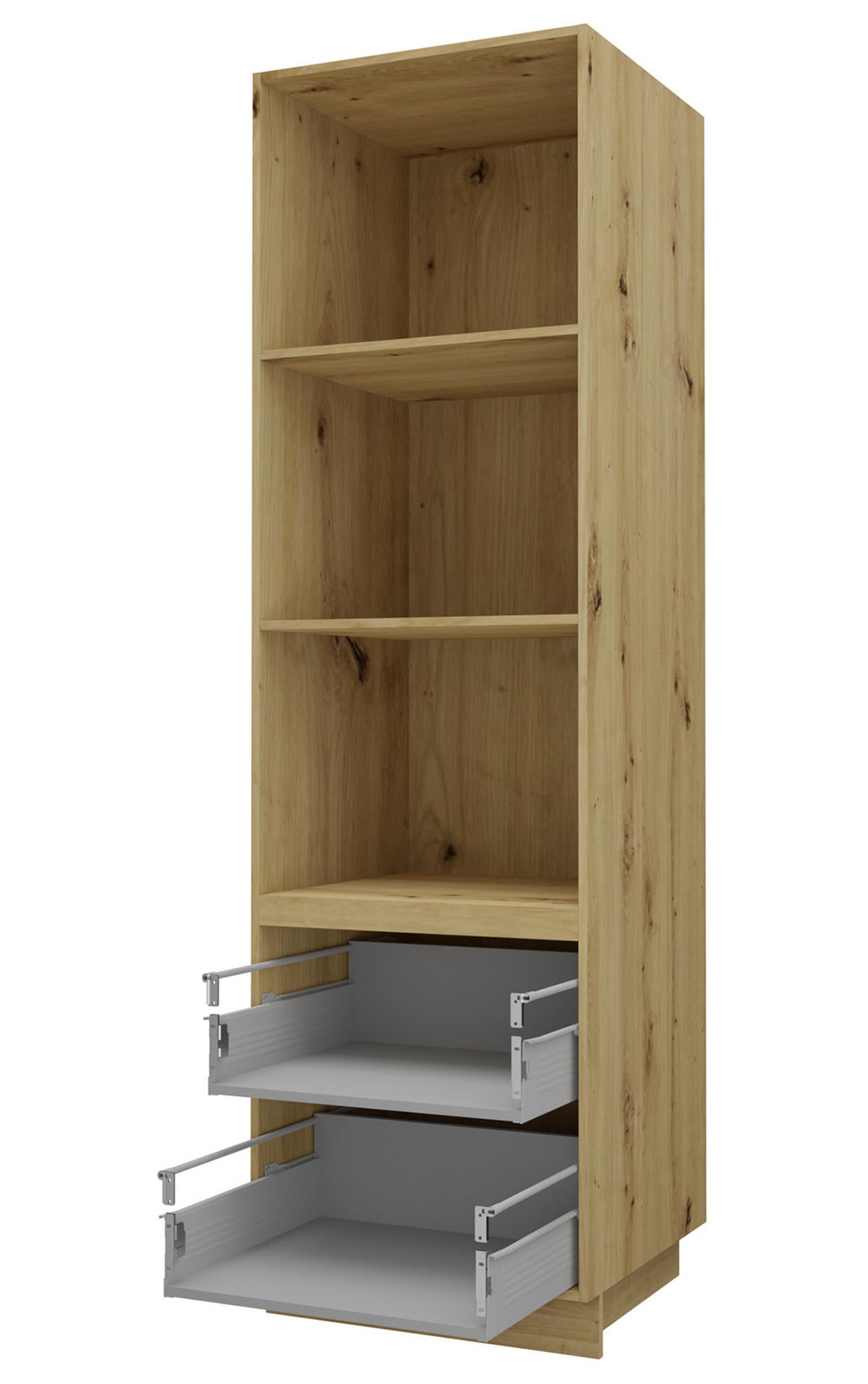 BACKOFENHOCHSCHRANK Kvantum D14/RU/2M/356 Weiß Matt / Eiche Artisan Matt 60 / 59 / 207cm - Eiche Artisan/Weiß, Holz/Holzwerkstoff (60/207/59cm) - Feldmann-Wohnen
