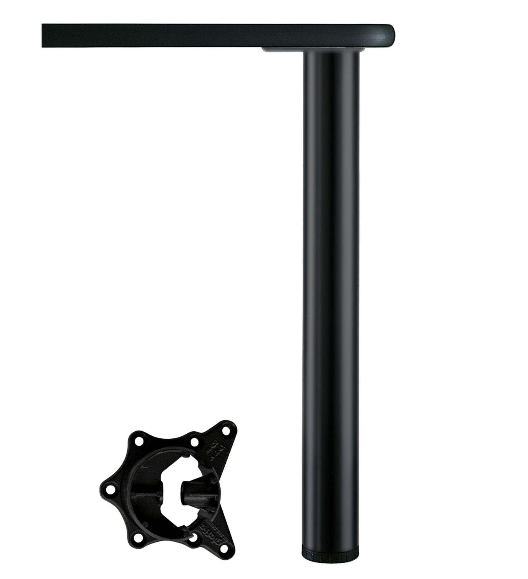 TISCHBEIN Alto 71cm + 2,5cm Schwarz matt höhenverstellbar max. 150kg - Schwarz, Metall (6/71/73.5cm) - Livingpoint24