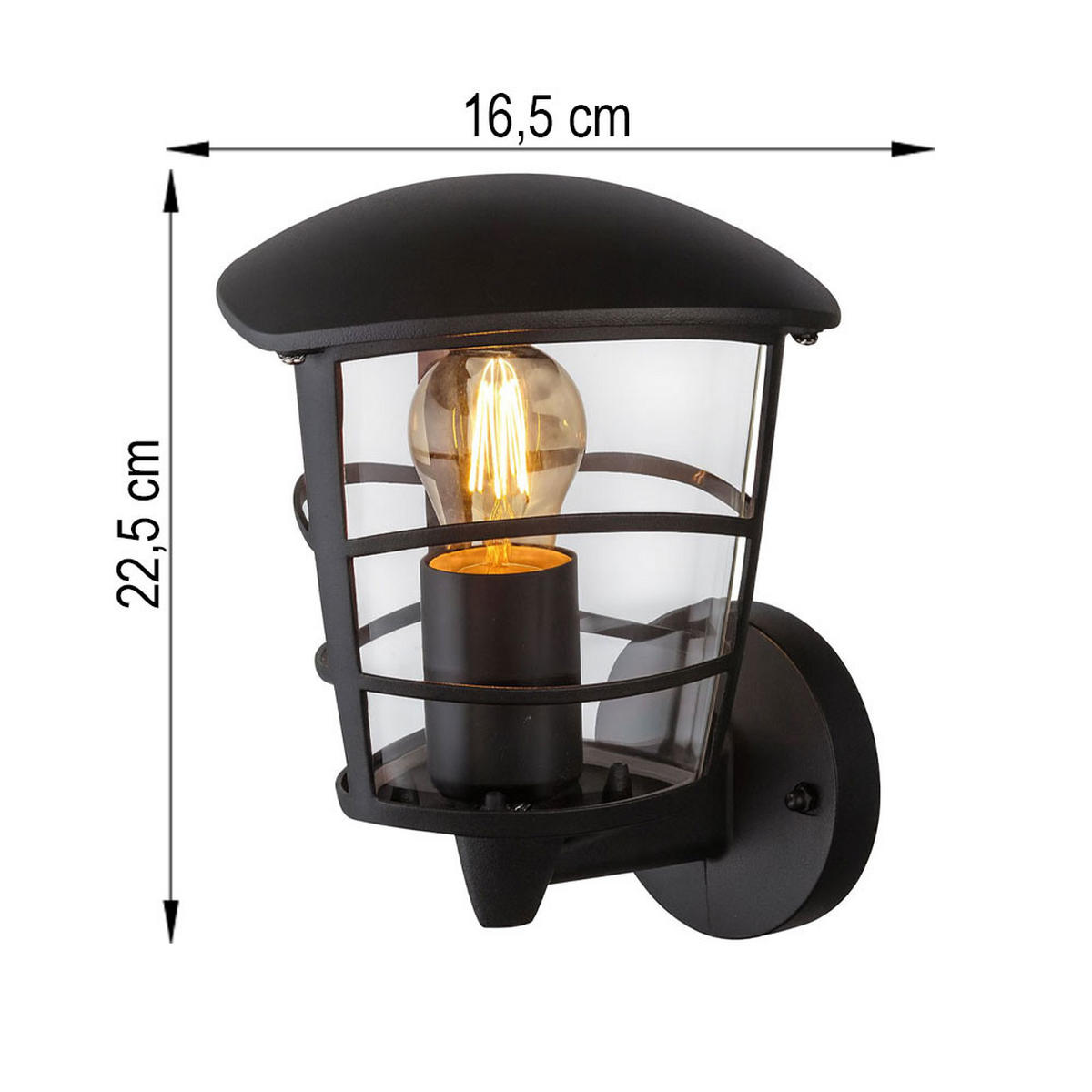 LED WANDLAMPE Aluminium Schwarz - Schwarz, Metall (19.5/16.5/22.5cm) - Globo Lighting