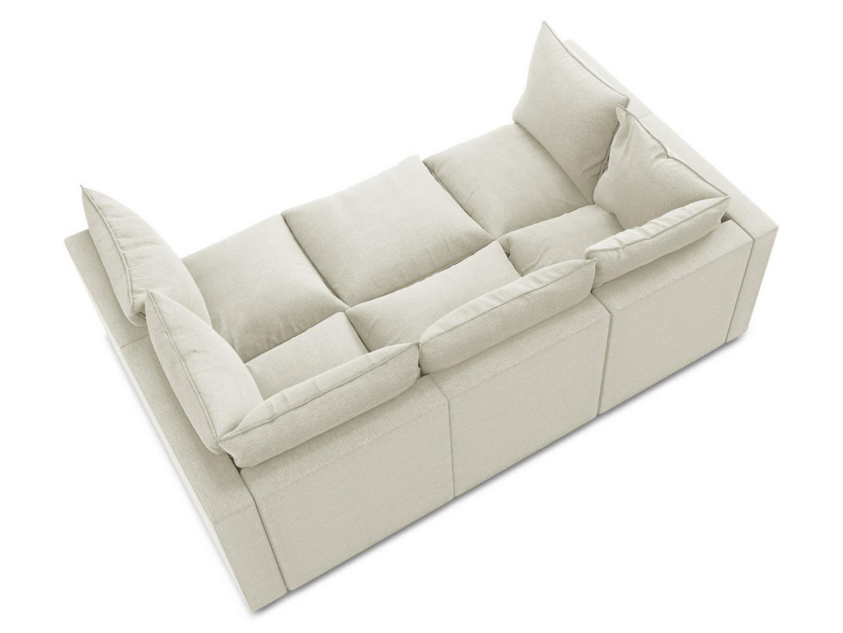 POUF Bouclé Stoff Grau - Taupe/Schwarz, Holzwerkstoff/Kunststoff (75/45/75cm) - Makamii