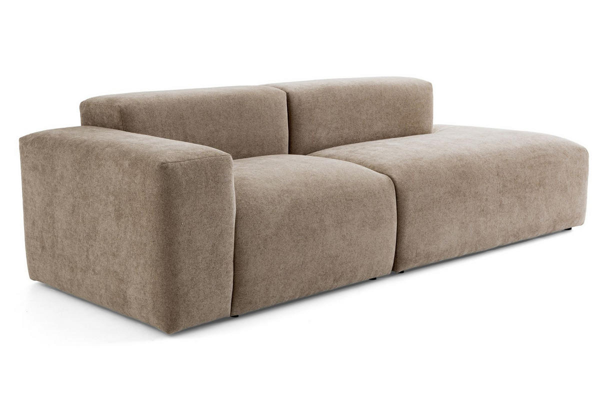 3-SITZER modulares Sofa HEAVEN SET 1 Rechts, Breite 255 cm Webstoff Braun - Schwarz/Braun, Holz/Kunststoff (102/71/255cm) - Muffo