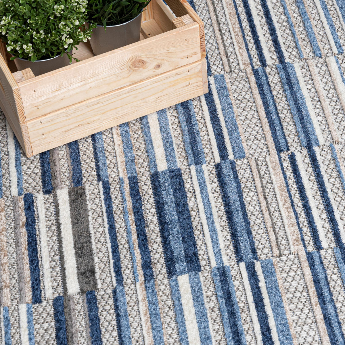 TEPPICH In-Outdoor Blau Abstract, Kühlergrill - Kurzflor Rechteckig Grau - 80 x 150 cm - Blau, Textil (80/150cm) - Mazovia