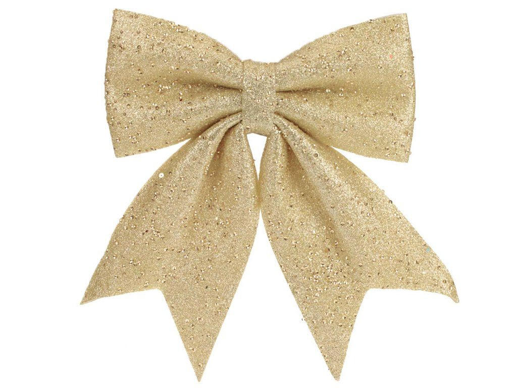 WEIHNACHTSSCHLEIFE mit Glitzer, Champagner, 23 × 29 cm, Stoff, für Weihnachtsbaum und Dekoration - Champagner, Kunststoff (23/29/1cm) - LAALU