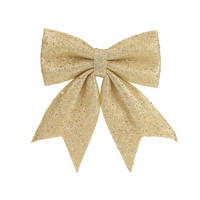 WEIHNACHTSSCHLEIFE mit Glitzer, Champagner, 23 × 29 cm, Stoff, für Weihnachtsbaum und Dekoration - Champagner, Kunststoff (23/29/1cm) - LAALU